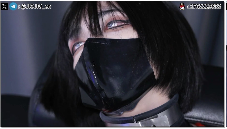 JIO006-JIOJIO 黑色PU漆皮紧身衣3 红绳M腿日式紧缚放置 后T电击刚塞 支架固定震动强制GC