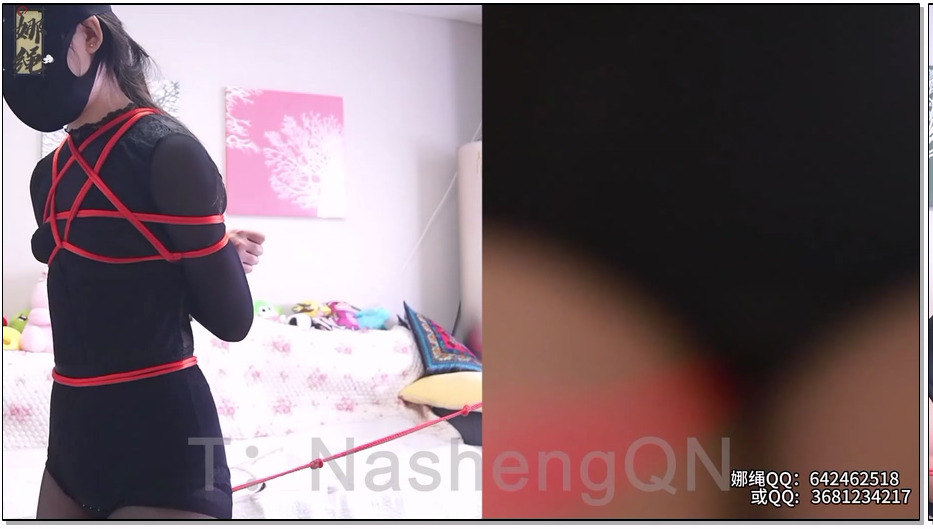 NSGZS046-娜绳工作室 犯错的青柠换上了黑色丝袜，双手被反绑在身后，高高吊起，无法触及自己