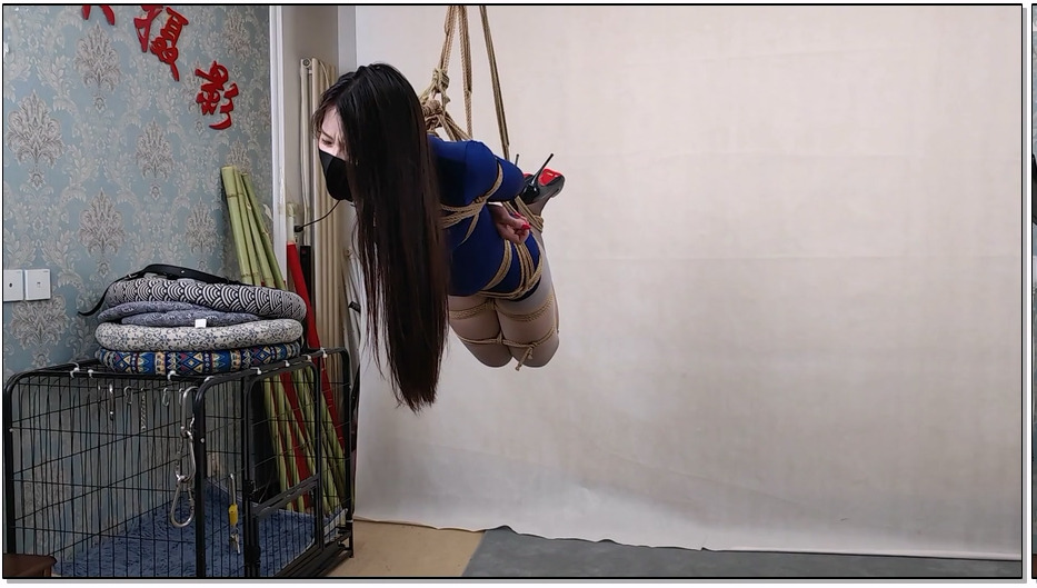 SXYC1463-随心原创 杨蕊 被悬吊的灰丝蓝衣女侦探 溢出屏幕的大长腿