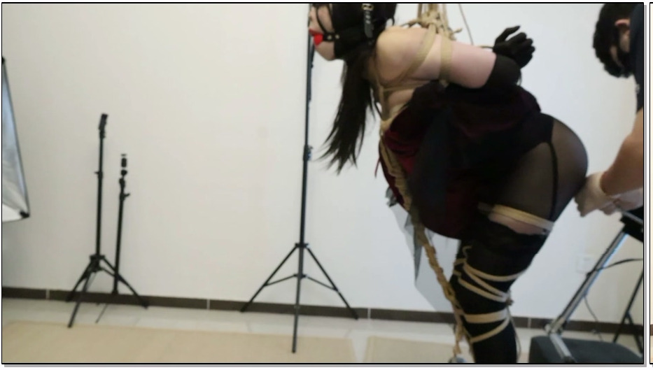 SYSA1449-成都男娘 后庭炮机调教男娘,被以一种极其难受得姿势紧缚捆绑站在原地,后面被炮击反复抽插,马具口塞和鼻钩强制让小伪娘抬头。而后换一种绑法继续炮击,最后小男娘都被玩的翻白眼了