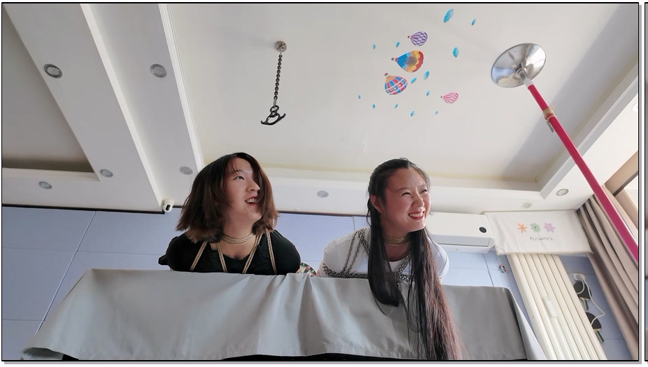 YSSA633-一绳所爱 姐妹花参观绳艺体验店 下 难度升级 紫涵&晓晓两大美女高跟美腿+驷马紧缚